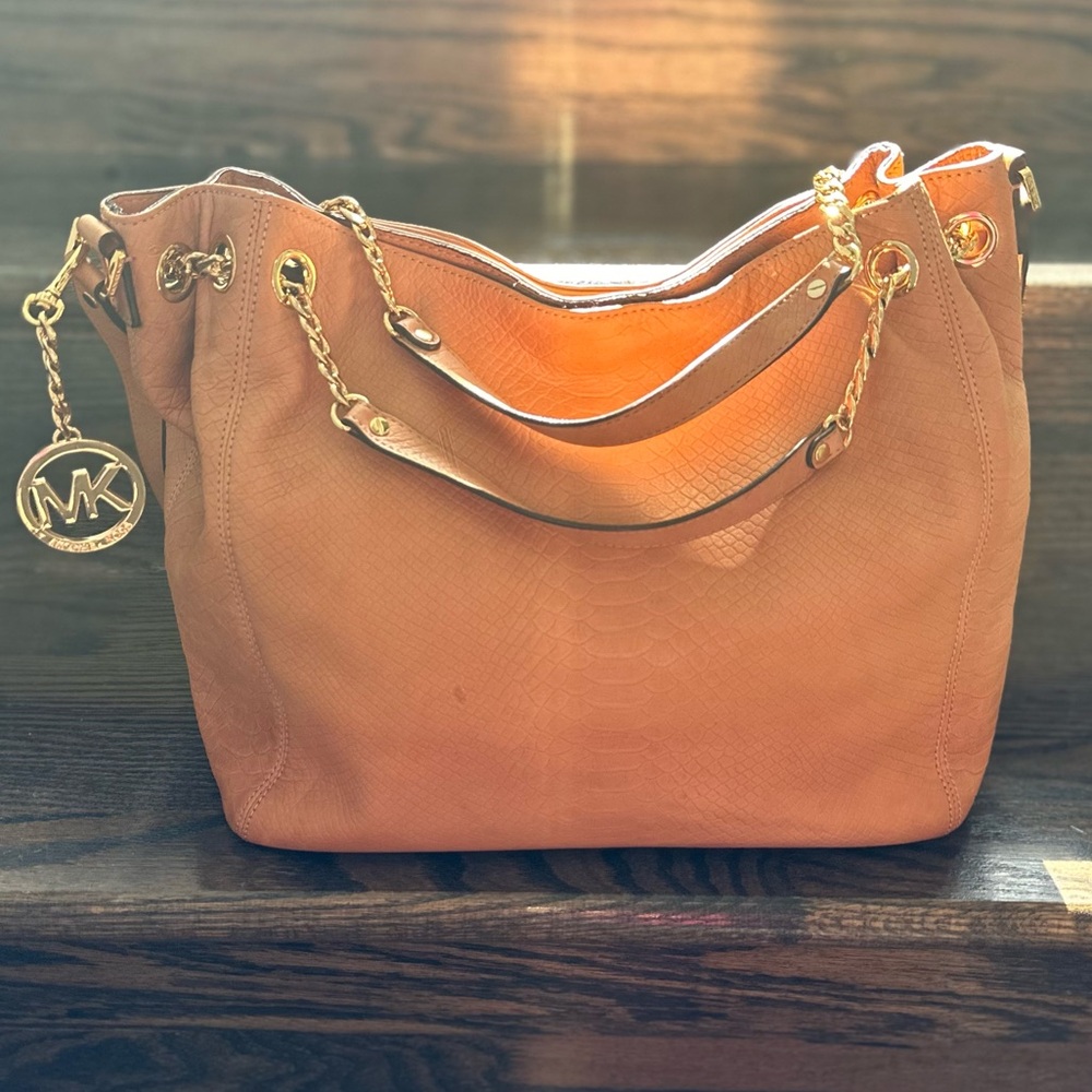 Michael Kors Jet Set Chain Gather Shoulder Bag Women Leather Purse - Picture 3 of 16